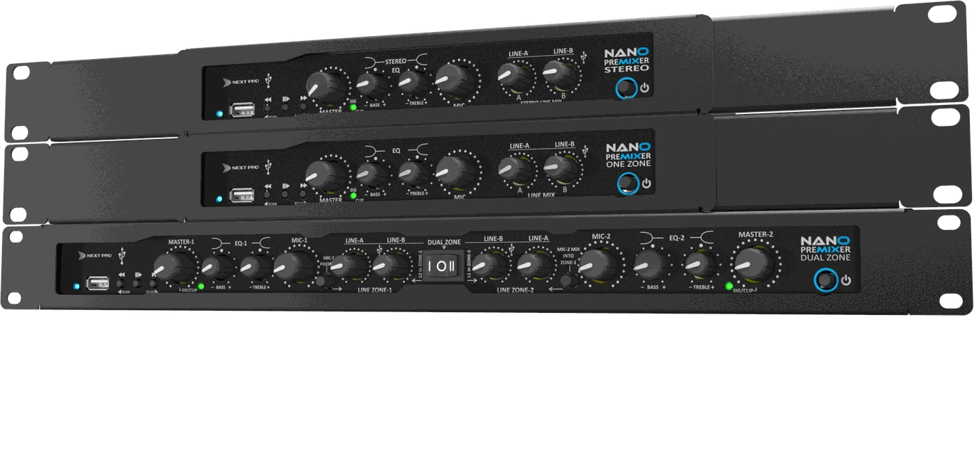 Linha PreMixer: Stereo, One Zone e Dual Zone